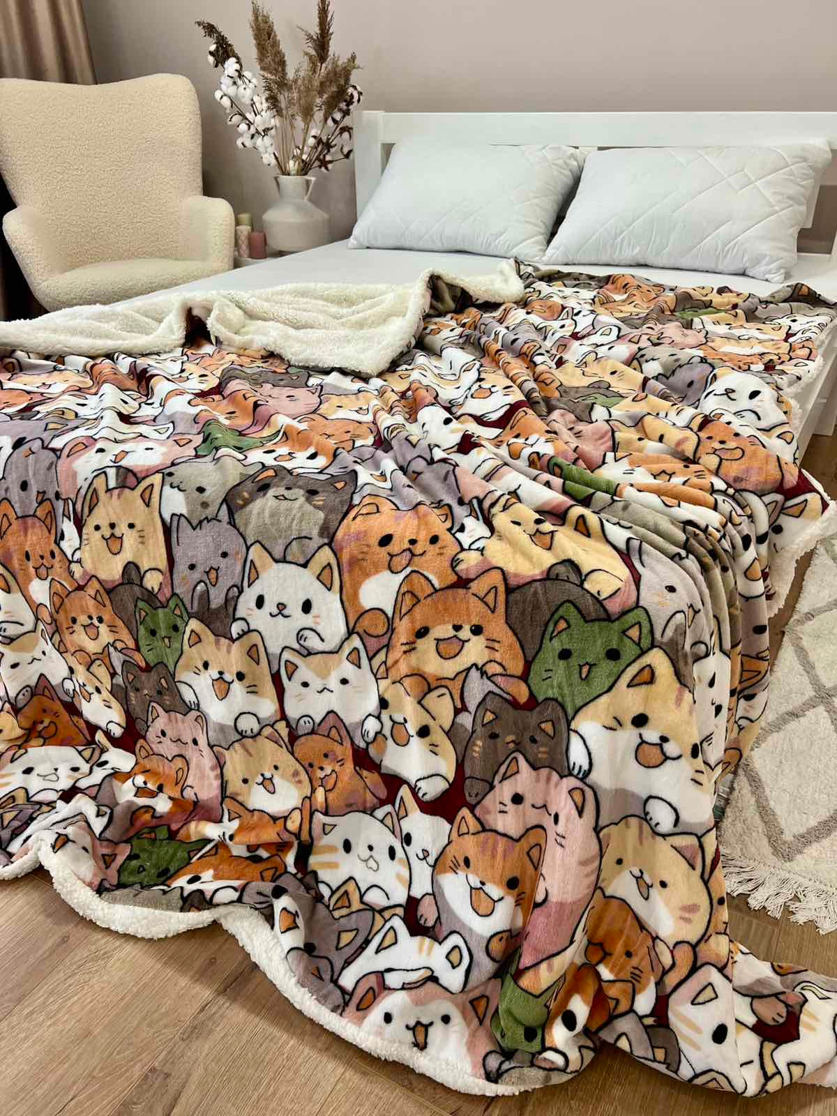 Veloursdecke mit Muster